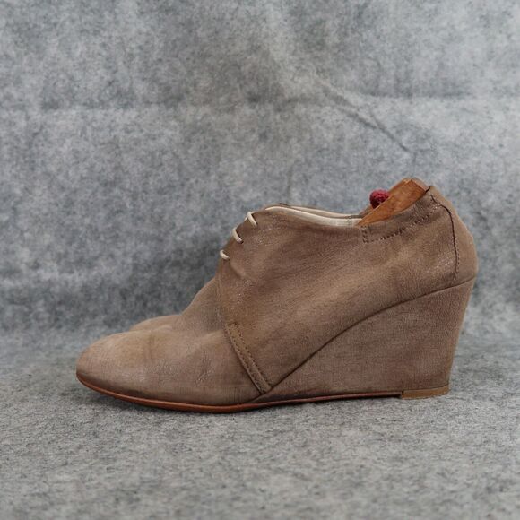 AGL Shoes Womens 38 Booties Fashion Wedge Desert Chukka Leather Lace Up Brown - Picture 4 of 15